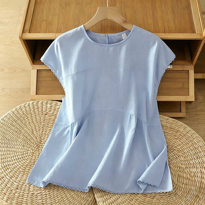 Buddha Stones T-shirt débardeur d'été décontracté à col rond et manches courtes pour femme - Bleu poudré - US14，UK/AU18，EU46 (2XL) - image 8