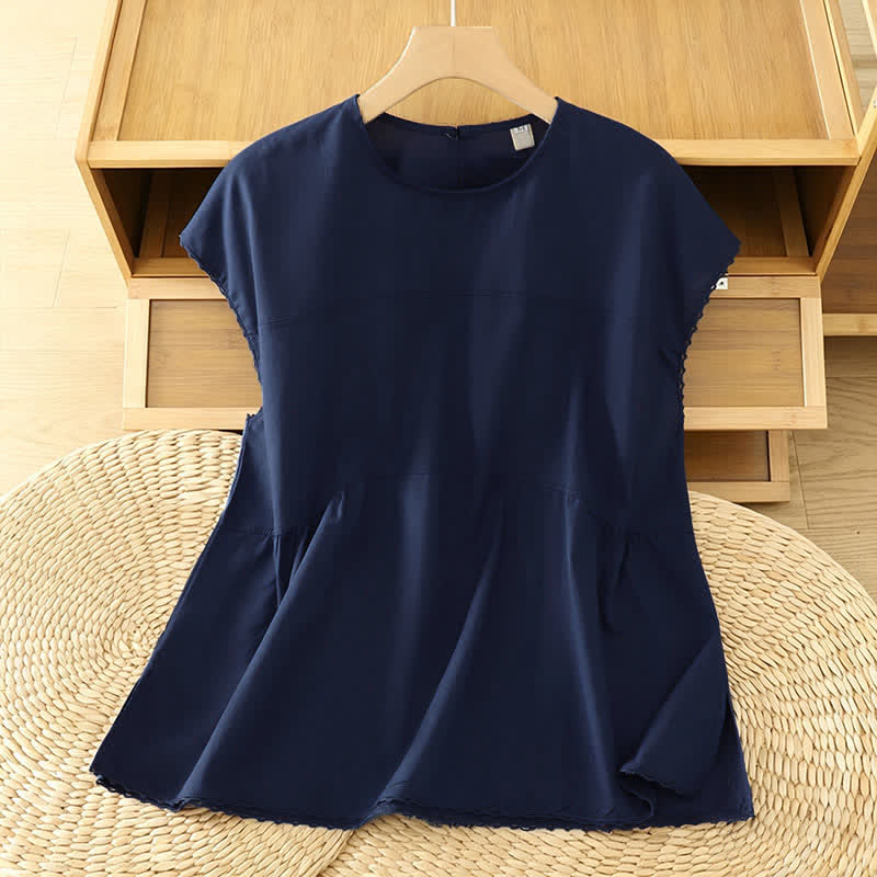 Buddha Stones T-shirt débardeur d'été décontracté à col rond et manches courtes pour femme - Bleu nuit - US14，UK/AU18，EU46 (2XL) - image 17