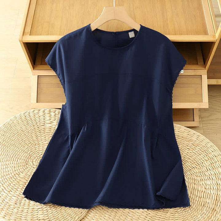 Buddha Stones T-shirt débardeur d'été décontracté à col rond et manches courtes pour femme - Bleu nuit - US14，UK/AU18，EU46 (2XL) - image 17