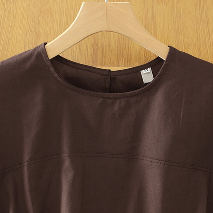 Buddha Stones T-shirt débardeur d'été décontracté à col rond et manches courtes pour femme - image 1