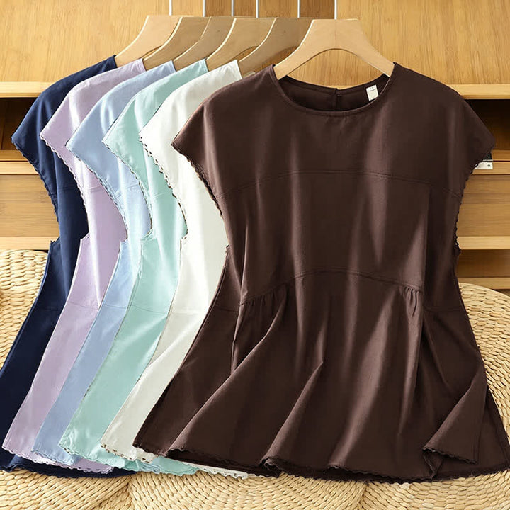 Buddha Stones T-shirt débardeur d'été décontracté à col rond et manches courtes pour femme - image 18