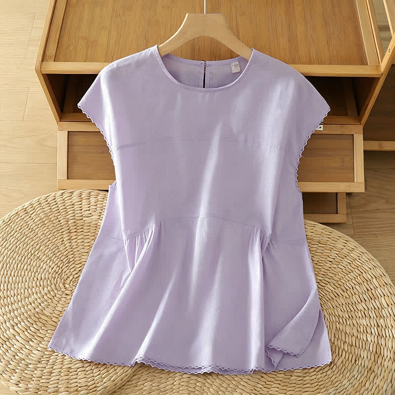 Buddha Stones T-shirt débardeur d'été décontracté à col rond et manches courtes pour femme - Lavande - US14，UK/AU18，EU46 (2XL) - image 12