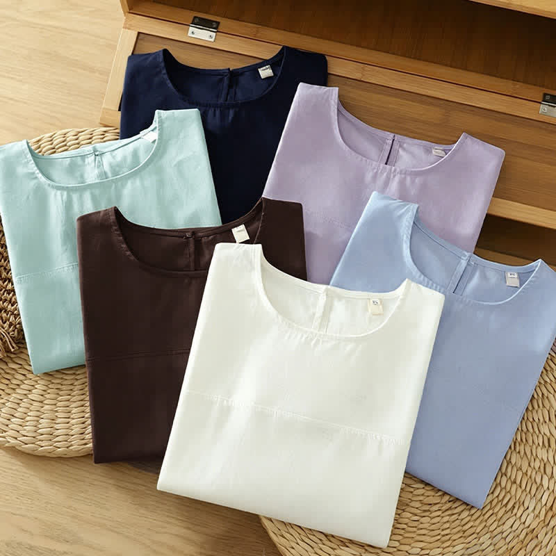 Buddha Stones T-shirt débardeur d'été décontracté à col rond et manches courtes pour femme - image 21