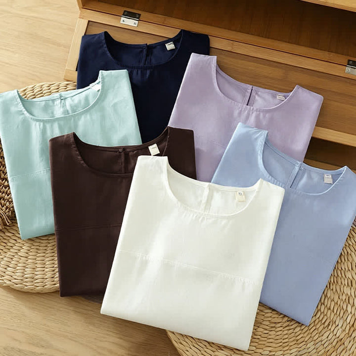 Buddha Stones T-shirt débardeur d'été décontracté à col rond et manches courtes pour femme - image 21