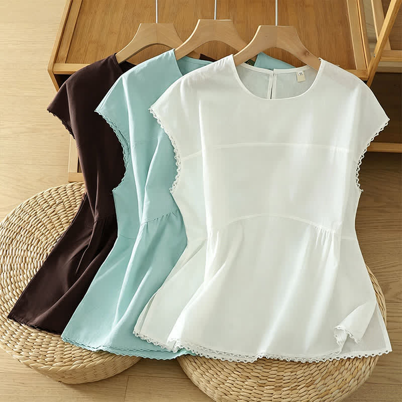 Buddha Stones T-shirt débardeur d'été décontracté à col rond et manches courtes pour femme - image 19