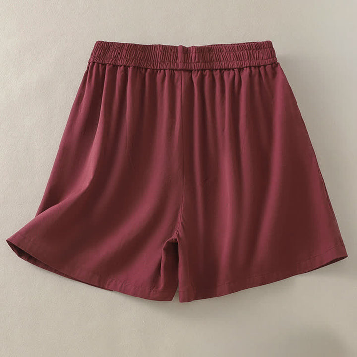 Buddha Stones Short d'été décontracté pour femme, uni, à boutons décoratifs et poches - image 11