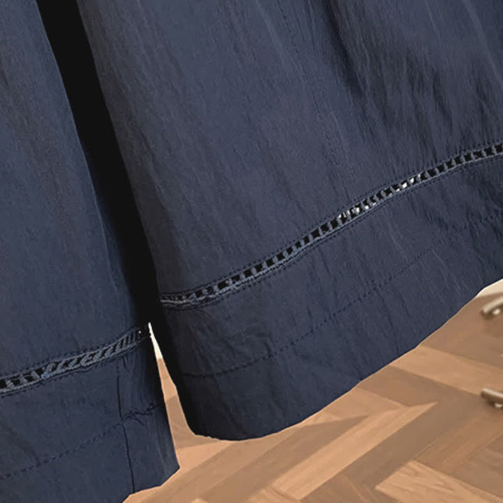 Buddha Stones Pantalon large court à cordon de serrage, coupe décontractée printemps-été, avec poches - image 15
