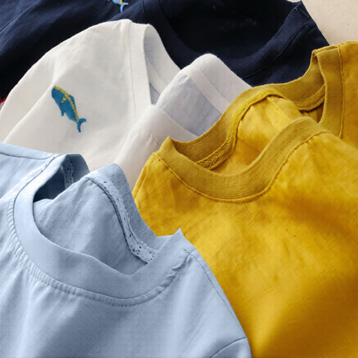 Buddha Stones T-shirts à manches courtes pour femmes, style été décontracté, avec broderie à motif de poisson - image 30