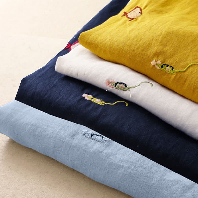 Buddha Stones T-shirts à manches courtes pour femmes, style été décontracté, avec broderie à motif de poisson - image 31
