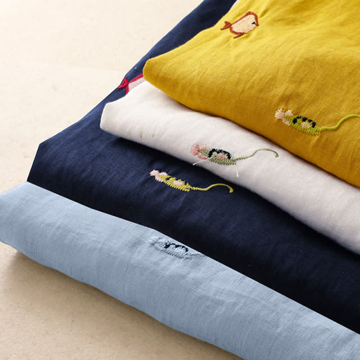 Buddha Stones T-shirts à manches courtes pour femmes, style été décontracté, avec broderie à motif de poisson - image 31