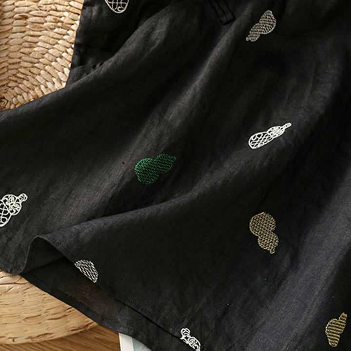 Buddha Stones Chemises à manches courtes pour femmes, style Tang, col mandarin, bouton brandebourg et broderie de calebasse - image 11