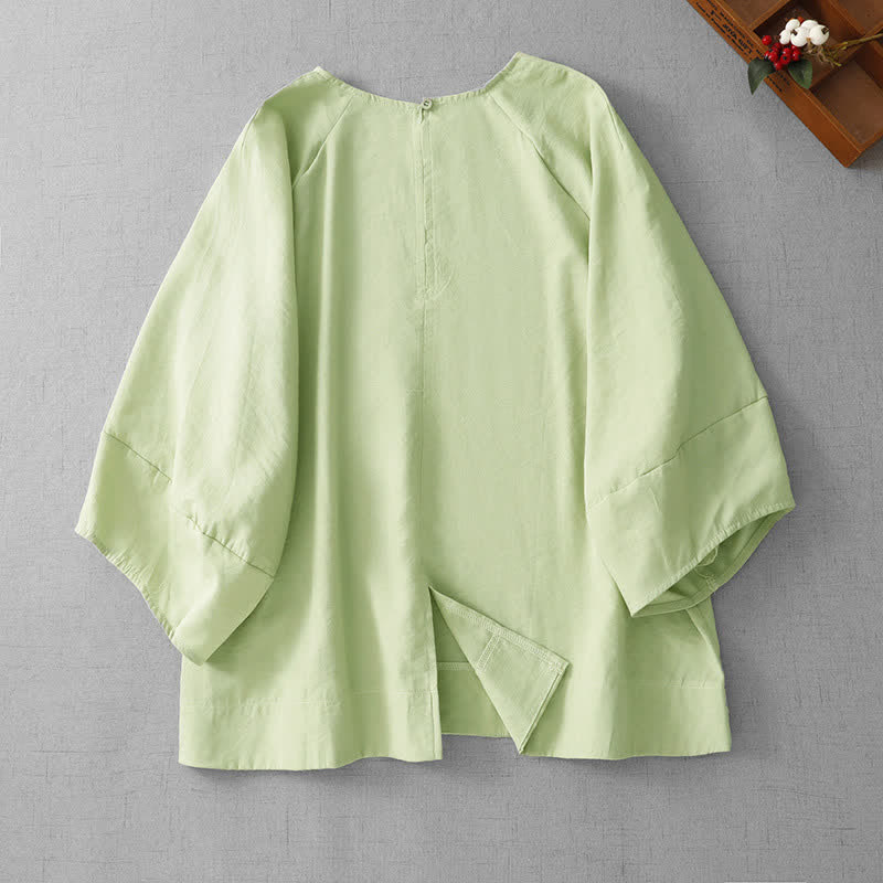 Buddha Stones T-shirt à manches longues pour femme, style minimaliste décontracté, col rond, couleur unie, idéal pour le printemps et l'été - image 1