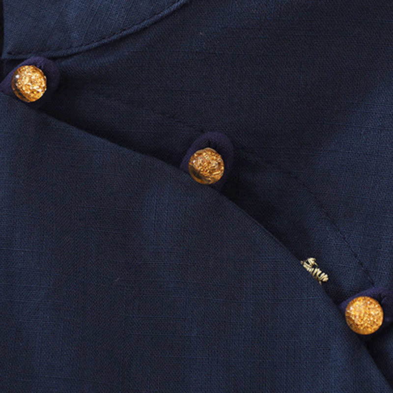 Buddha Stones Débardeur d'été vintage à col mandarin et broderie florale pour femme - image 12