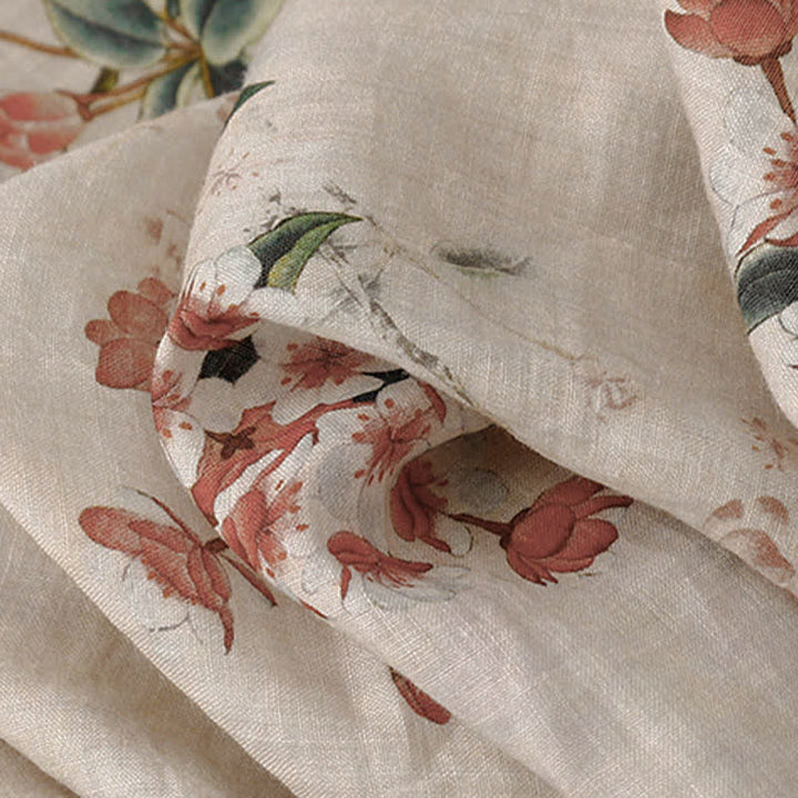 Buddha Stones Robe d'été à manches courtes pour femme, style Tang, col mandarin et petites fleurs rouges - image 12