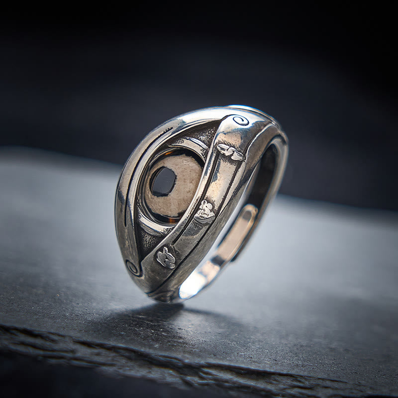 Buddha Stones Bague ajustable avec perles Dzi en cuivre pour protéger du mauvais œil - image 2