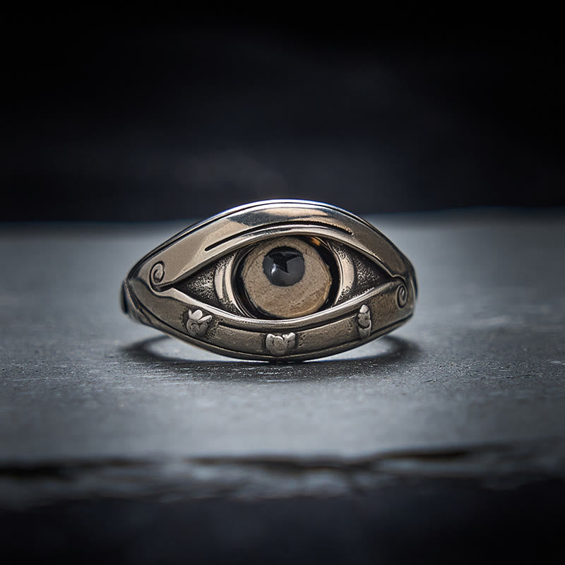 Buddha Stones Bague ajustable avec perles Dzi en cuivre pour protéger du mauvais œil - image 1