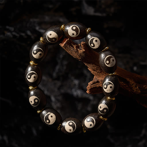 Buddha Stones Bracelet tibétain de protection avec symbole Yin Yang en agate et perles Dzi - image 3