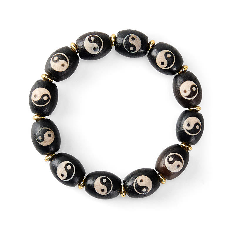 Buddha Stones Bracelet tibétain de protection avec symbole Yin Yang en agate et perles Dzi - image 5