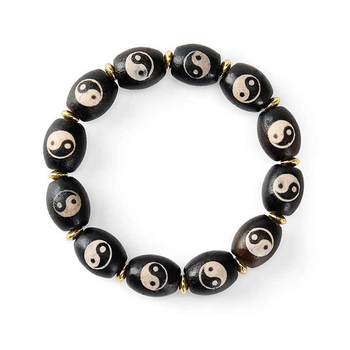 Buddha Stones Bracelet tibétain de protection avec symbole Yin Yang en agate et perles Dzi - image 5