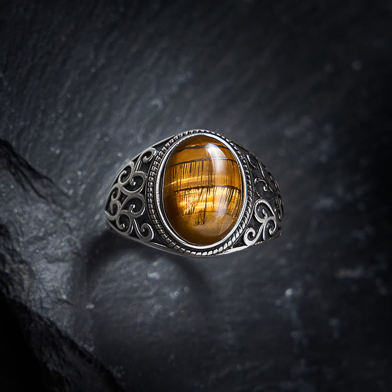 Buddha Stones Bague ajustable en cuivre œil de tigre - Œil de tigre (Courage ♥ Force) - image 0