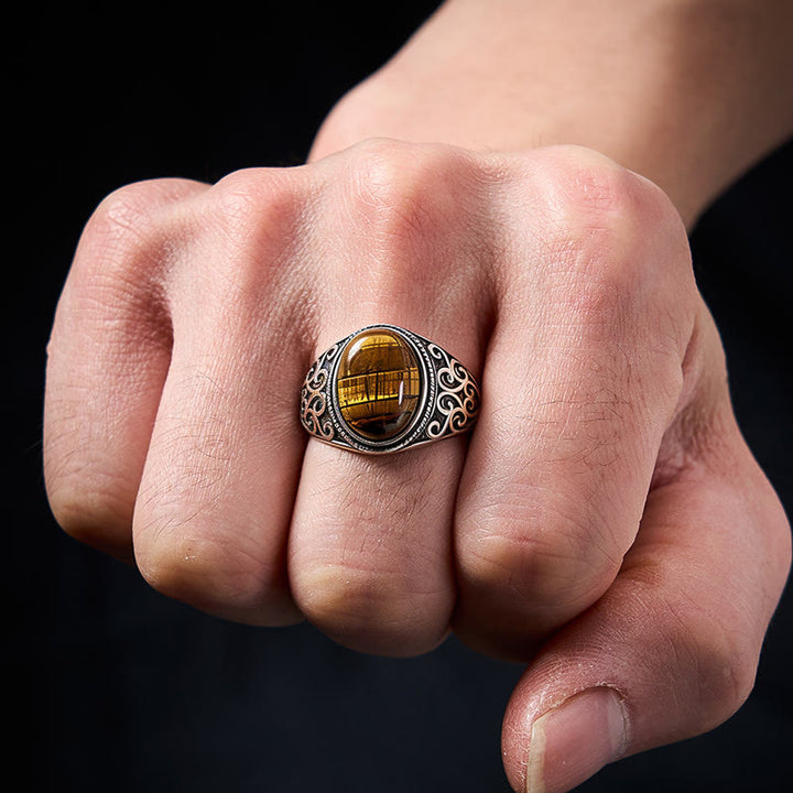 Buddha Stones Bague ajustable en cuivre œil de tigre - image 4