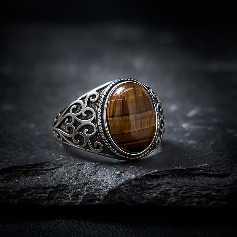 Buddha Stones Bague ajustable en cuivre œil de tigre - image 2