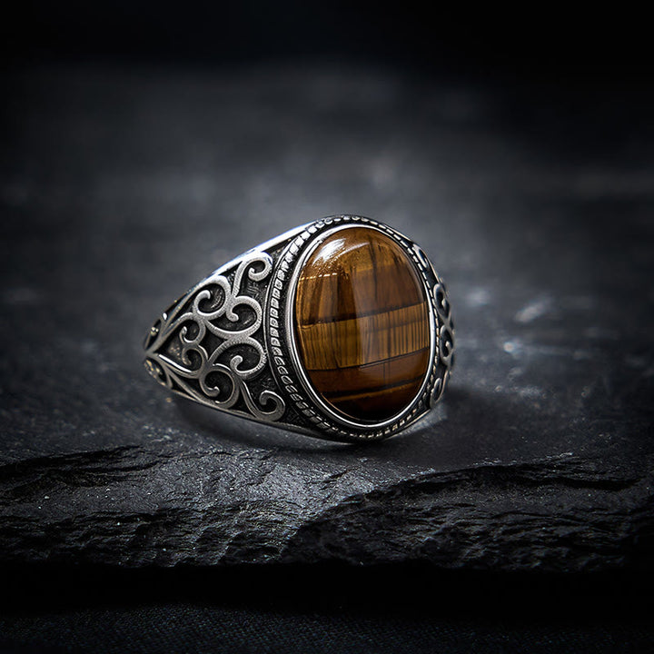 Buddha Stones Bague ajustable en cuivre œil de tigre - image 2