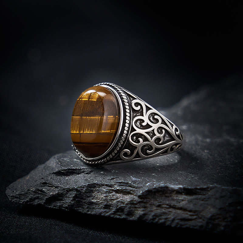Buddha Stones Bague ajustable en cuivre œil de tigre - image 3