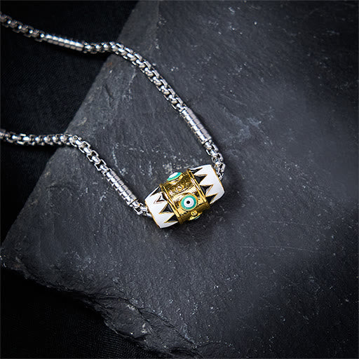 Buddha Stones Collier pendentif protection œil maléfique en émail cuivre - Cuivre (Richesse ♥ Chance) - image 0