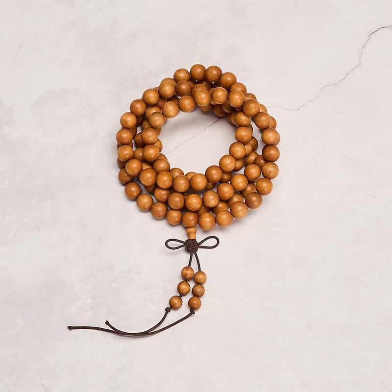 Buddha Stones Mala de perles rondes nouées, bénies par le bois de santal rouge, pour la méditation et la bénédiction. - image 5