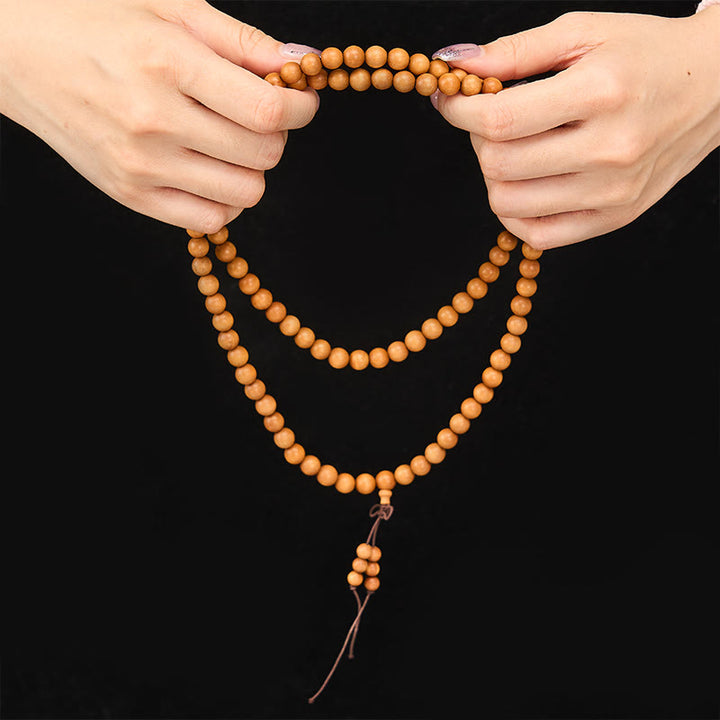 Buddha Stones Mala de perles rondes nouées, bénies par le bois de santal rouge, pour la méditation et la bénédiction. - image 14