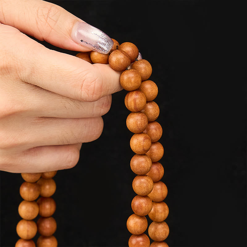 Buddha Stones Mala de perles rondes nouées, bénies par le bois de santal rouge, pour la méditation et la bénédiction. - image 15