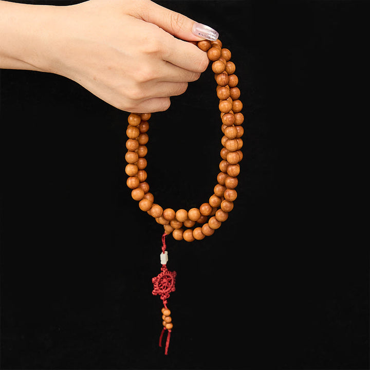 Buddha Stones Mala de perles rondes nouées, bénies par le bois de santal rouge, pour la méditation et la bénédiction. - image 11