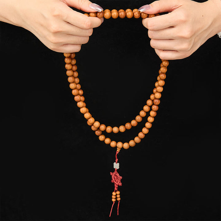 Buddha Stones Mala de perles rondes nouées, bénies par le bois de santal rouge, pour la méditation et la bénédiction. - image 13
