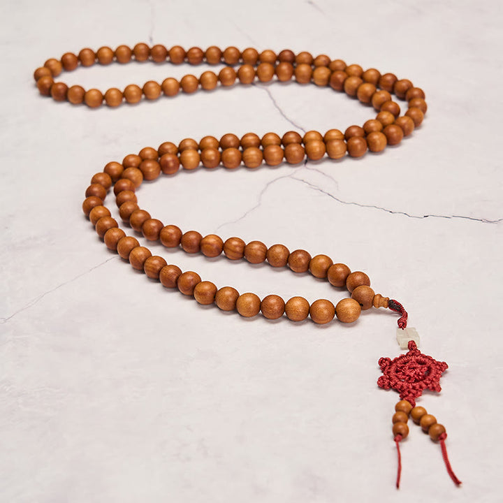 Buddha Stones Mala de perles rondes nouées, bénies par le bois de santal rouge, pour la méditation et la bénédiction. - image 9