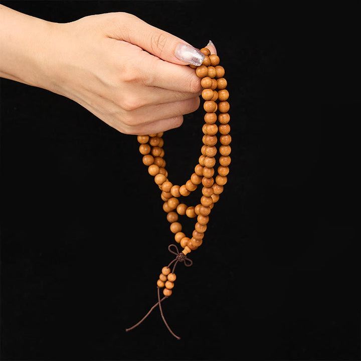 Buddha Stones Mala de perles rondes nouées, bénies par le bois de santal rouge, pour la méditation et la bénédiction. - image 12