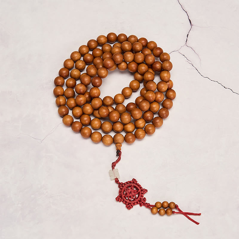 Buddha Stones Mala de perles rondes nouées, bénies par le bois de santal rouge, pour la méditation et la bénédiction. - image 3