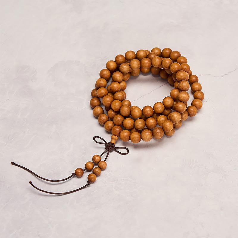 Buddha Stones Mala de perles rondes nouées, bénies par le bois de santal rouge, pour la méditation et la bénédiction. - image 4