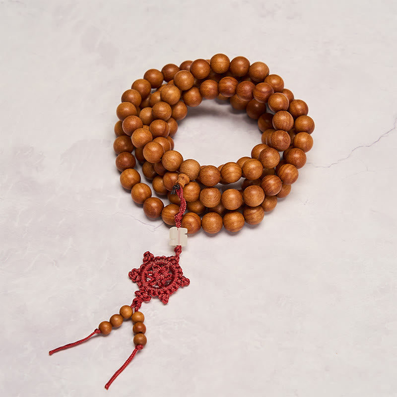 Buddha Stones Mala de perles rondes nouées, bénies par le bois de santal rouge, pour la méditation et la bénédiction. - image 2