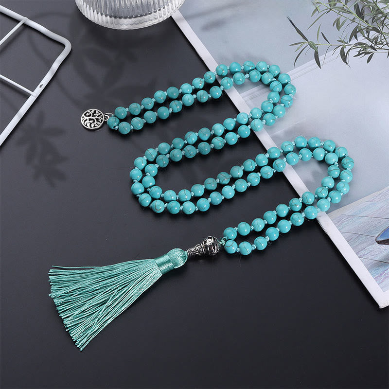 Buddha Stones Mala turquoise Arbre de Vie Protection à pompon noué - image 2