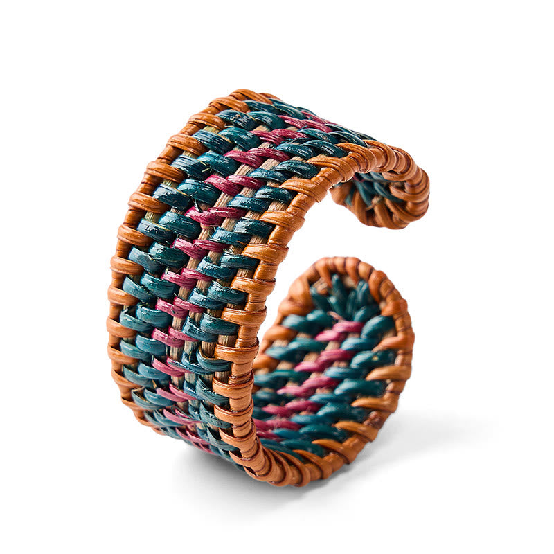 Buddha Stones Bracelet manchette large bohème tissé à la main en rotin naturel pour la protection - image 10