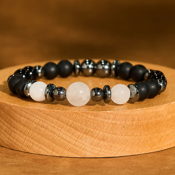 Buddha Stones Bracelet de soutien en perles d'hématite noire - image 2