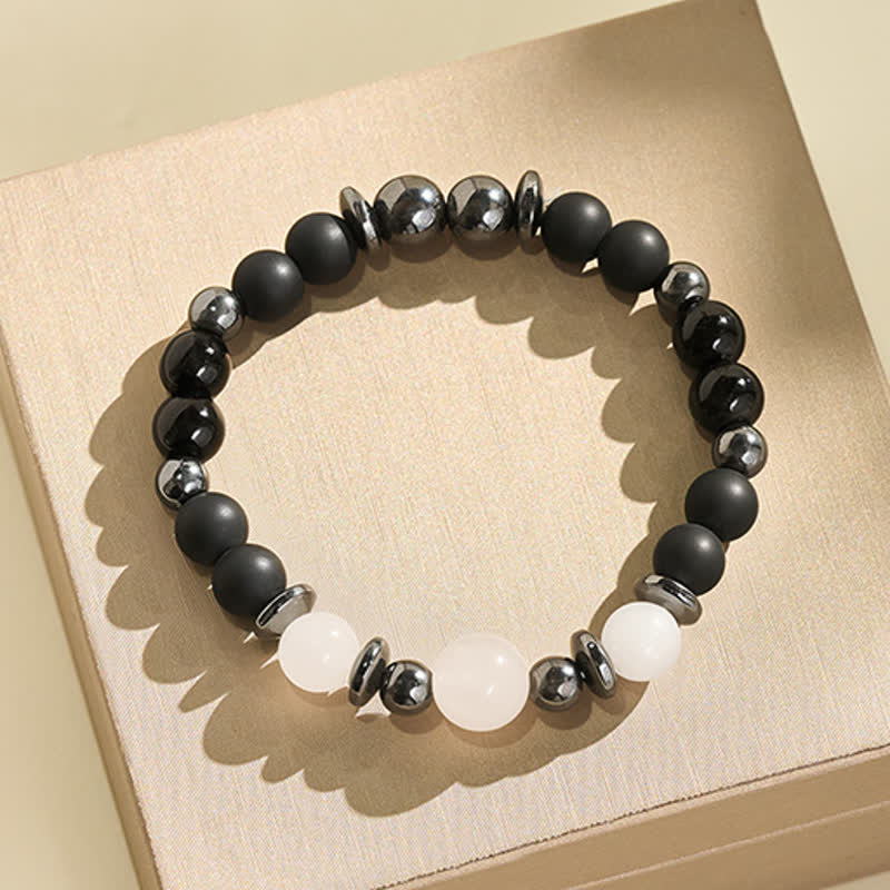 Buddha Stones Bracelet de soutien en perles d'hématite noire - image 4