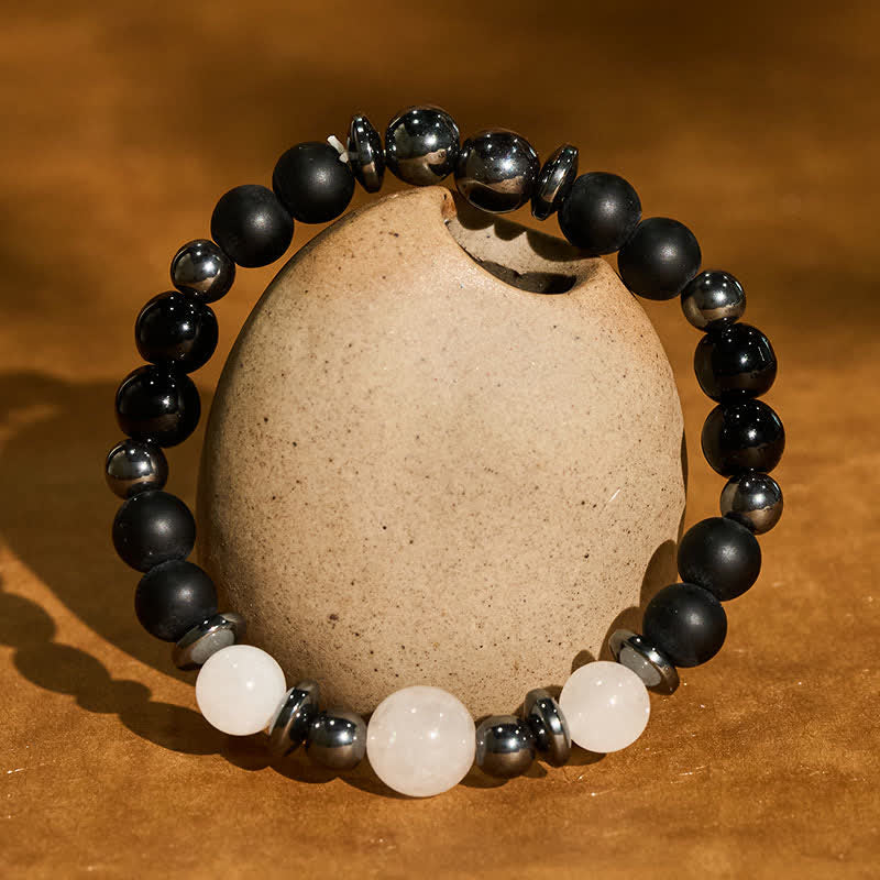 Buddha Stones Bracelet de soutien en perles d'hématite noire - image 3
