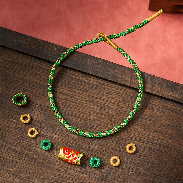 Buddha Stones Bracelet porte-bonheur en corde tressée à la main avec motif de carpes koï - image 6