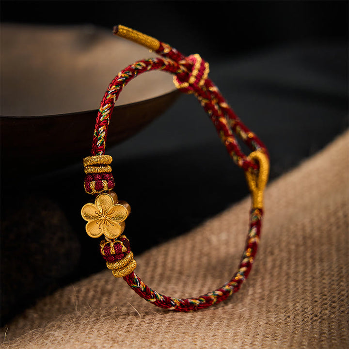 Buddha Stones Bracelet de protection en fil rouge tissé à la main, motif carpe koï et fleur - image 15