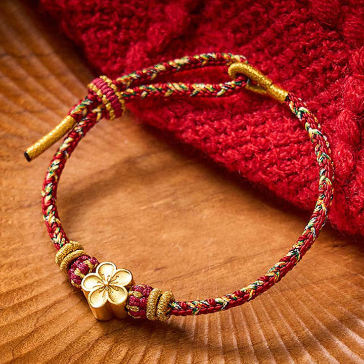 Buddha Stones Bracelet de protection en fil rouge tissé à la main, motif carpe koï et fleur - image 14