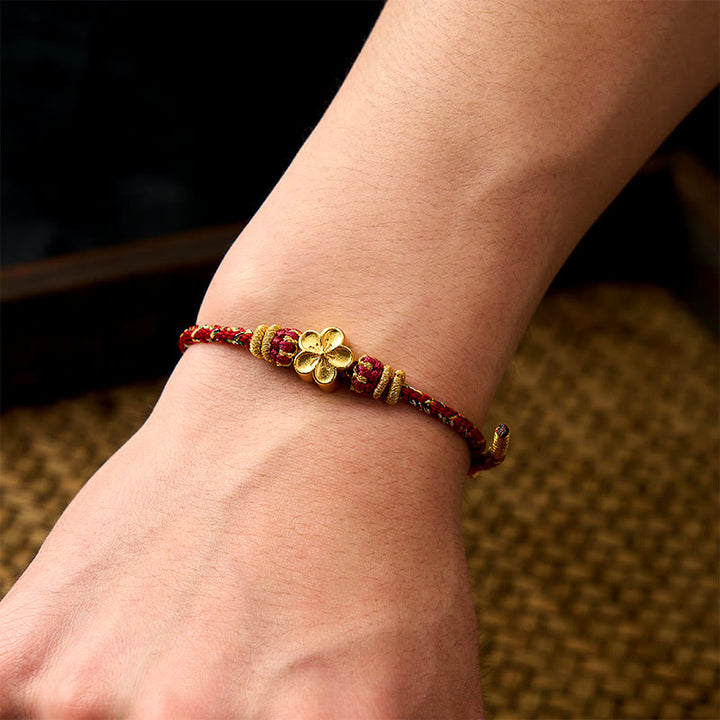 Buddha Stones Bracelet de protection en fil rouge tissé à la main, motif carpe koï et fleur - image 17
