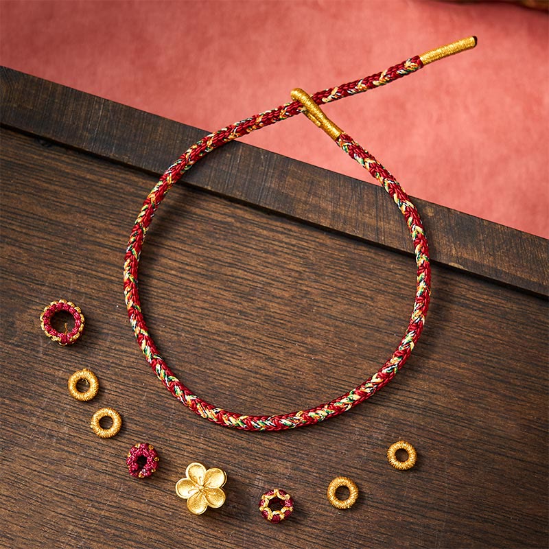Buddha Stones Bracelet de protection en fil rouge tissé à la main, motif carpe koï et fleur - image 16