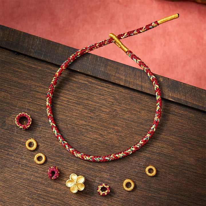 Buddha Stones Bracelet de protection en fil rouge tissé à la main, motif carpe koï et fleur - image 16